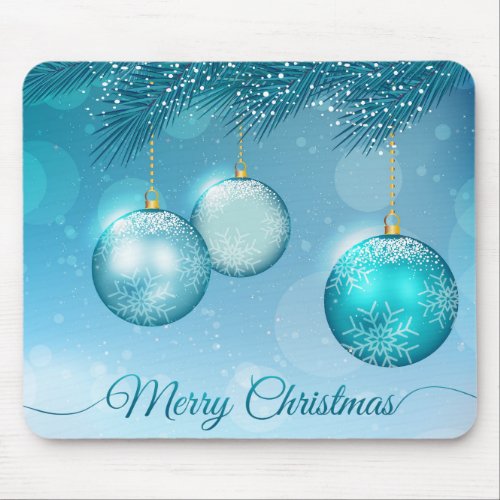 Elegant Blue Christmas Ornaments  Mousepad