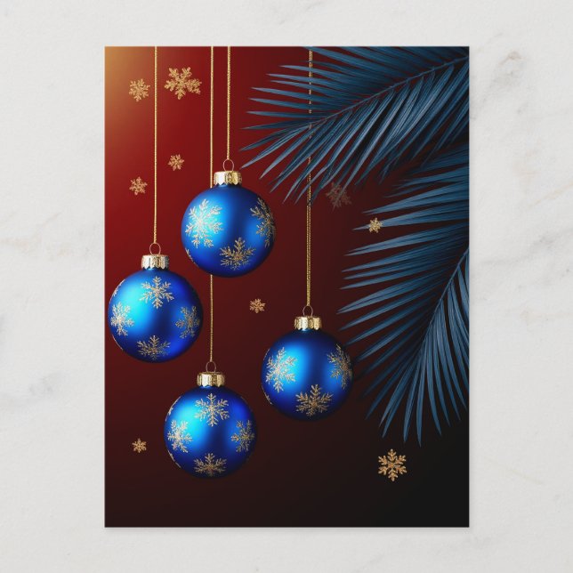 Elegant Blue Christmas Ornaments Postcard (Front)