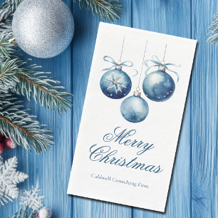 Elegant Blue Christmas Party Personalized Paper Guest Towels
