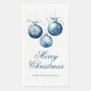 Elegant Blue Christmas Party Personalized Paper Guest Towels