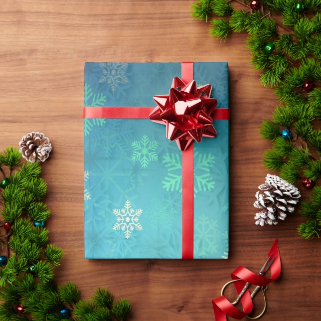 Elegant Blue Christmas Snowflake Pattern Wrapping Paper (Holiday Gift)