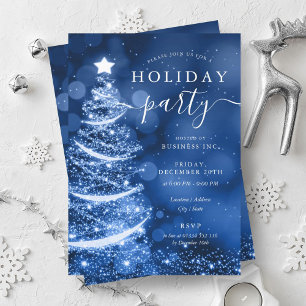 Elegant Blue Christmas Tree Company Holiday Invitation