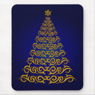 Elegant Blue Christmas Tree Mouse Pad