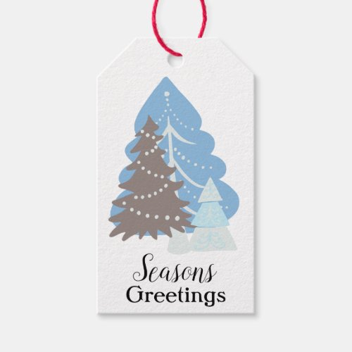 Elegant Blue Christmas Trees Holiday Christmas Gift Tags