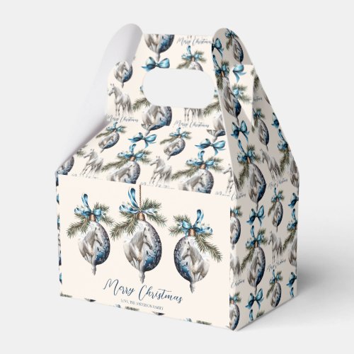Elegant blue Christmas white horse  Favor Boxes