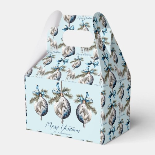 Elegant blue Christmas white horse  Favor Boxes