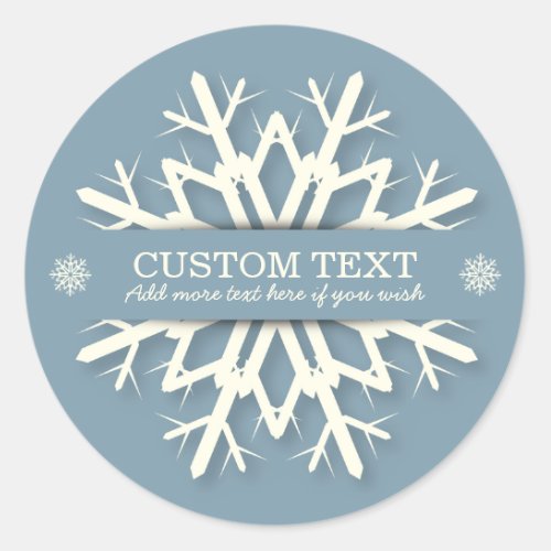 Elegant Blue ChristmasWinter Wedding Snowflake Classic Round Sticker