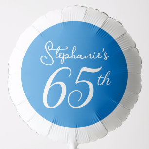 Elegant Blue Circle Monogram 65th Birthday Balloon
