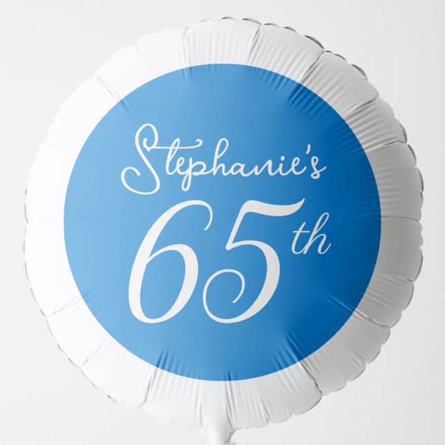 Elegant Blue Circle Monogram 65th Birthday Balloon (Front)