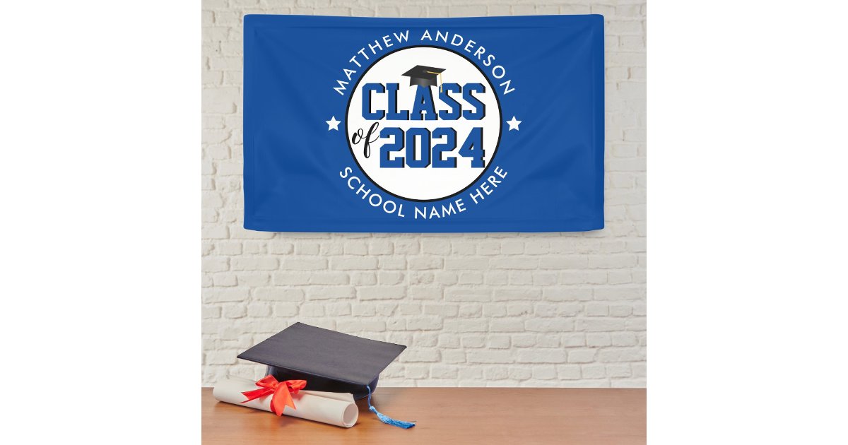 Elegant Blue Class of 2024 Graduation Party Banner | Zazzle