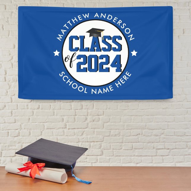Elegant Blue Class of 2024 Graduation Party Banner (Creator Uploaded)