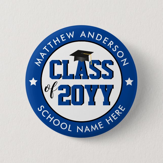 Elegant Blue Class of 2026 Graduate Graduation Button (Front)