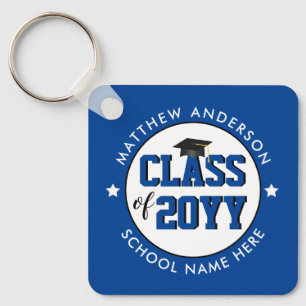 Elegant Blue Class of 2026 Graduate Graduation Keychain