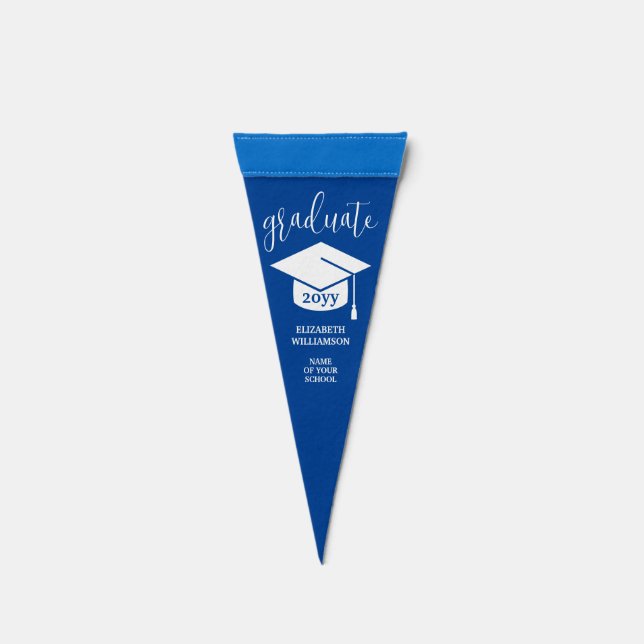 Elegant Blue Class of 2026 Graduate Graduation Pennant Flag (Front)