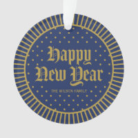 Elegant Blue Classic Decorative Happy New Year Ornament
