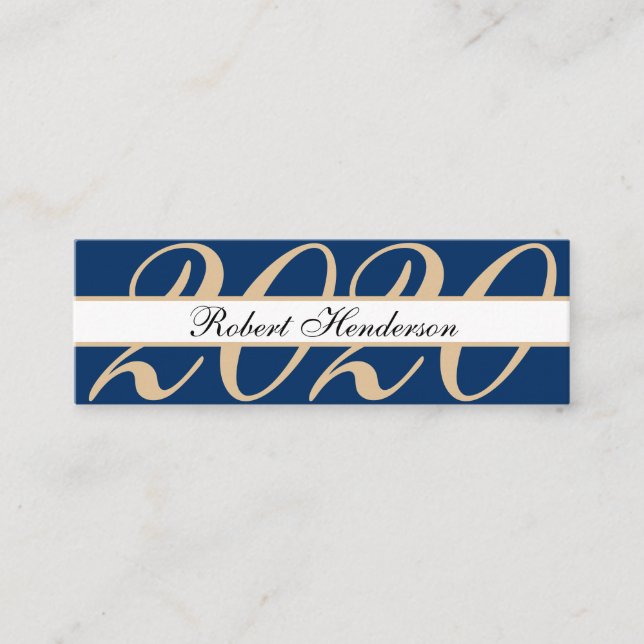 Elegant blue classic insert card graduation name (Front)