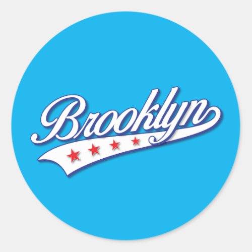 Elegant Blue Color Brooklyn Swoosh Logo Design Classic Round Sticker