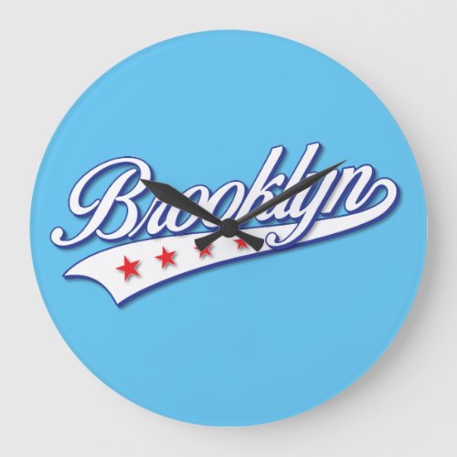 Elegant Blue Color Brooklyn Swoosh Logo Design Large Clock