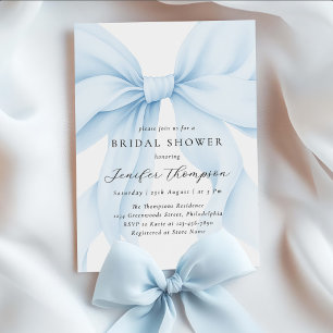Elegant Blue Coquette Bow Bridal Shower Invitation