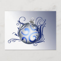 elegant blue Corporate Christmas Greetings Holiday Postcard