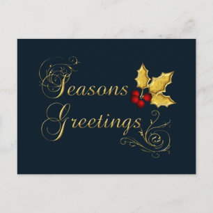 elegant blue Corporate holiday Greetings Postcard