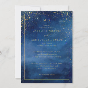 Elegant Blue Cosmic Stars Invitation