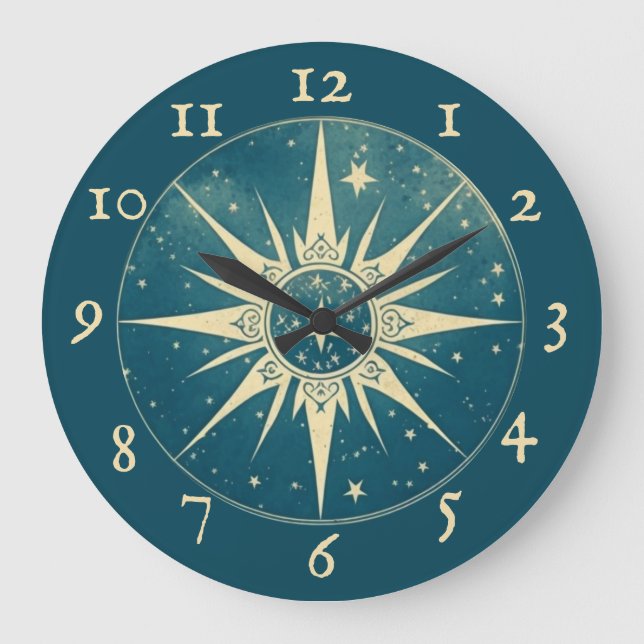 Elegant Blue Cosmic Wall Clock (Front)