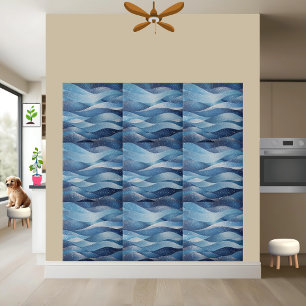 Elegant Blue Cosmic Waves - Starry Night Ocean Ceramic Tile
