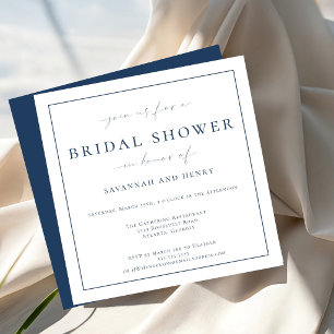 Elegant Blue Couples Bridal Shower Invitation