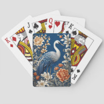 Elegant Blue Crane William Morris Inspired Poker Cards