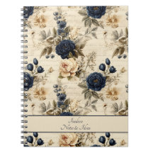 Elegant Blue Cream Roses Floral Pattern