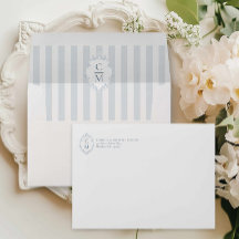 Elegant Blue Crest Wedding Envelope