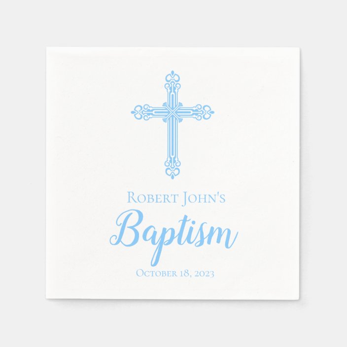 Elegant Blue Cross Baptism Personalized Napkin | Zazzle.com