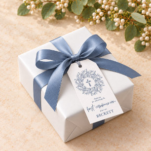 Elegant Blue Cross Boy First Communion Favor Gift Tags