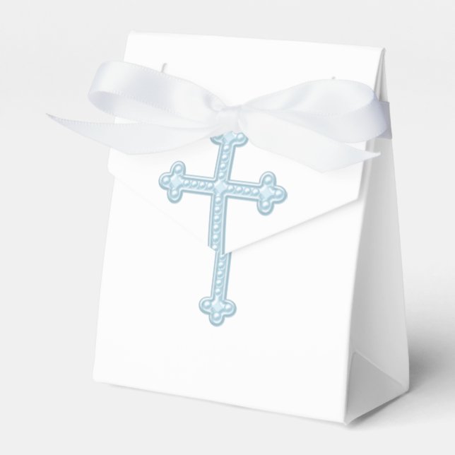 Elegant Blue Cross First Communion Favor Boxes (Front Side)