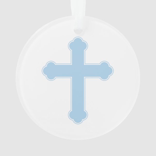 Elegant Blue Cross Ornament (Back)