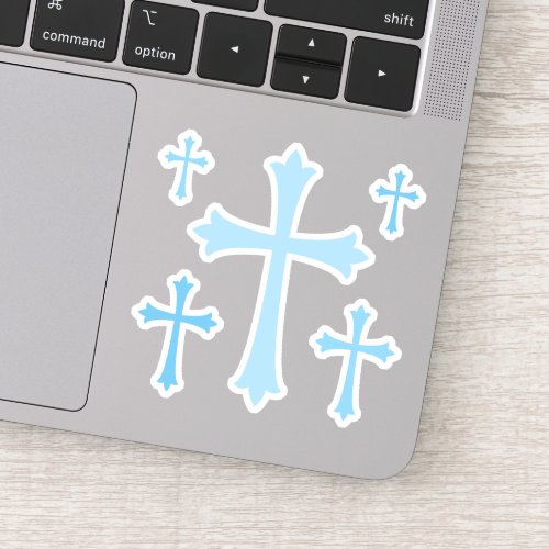 Elegant blue cross stickers sheet of five sticker