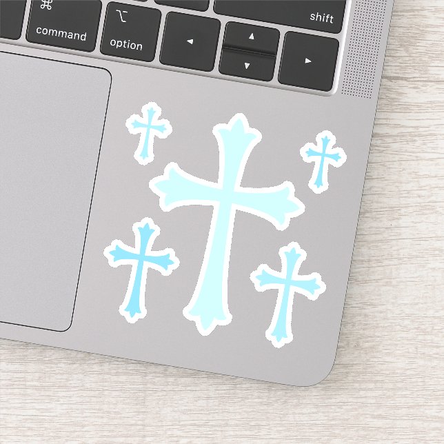 Elegant blue cross stickers, sheet of five sticker (Detail)