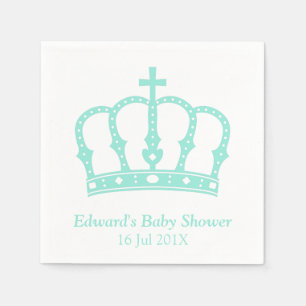 Elegant Blue Crown Prince Baby Shower Paper Napkins