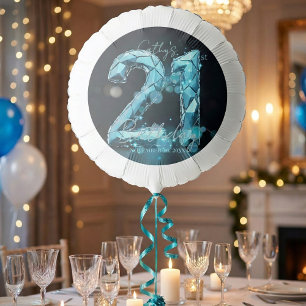 Elegant Blue Crystal Diamond Sparkle 21st Birthday Balloon
