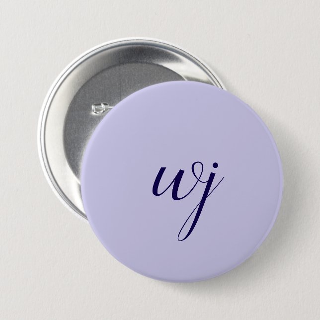 Elegant blue custom lettering initials button (Front & Back)