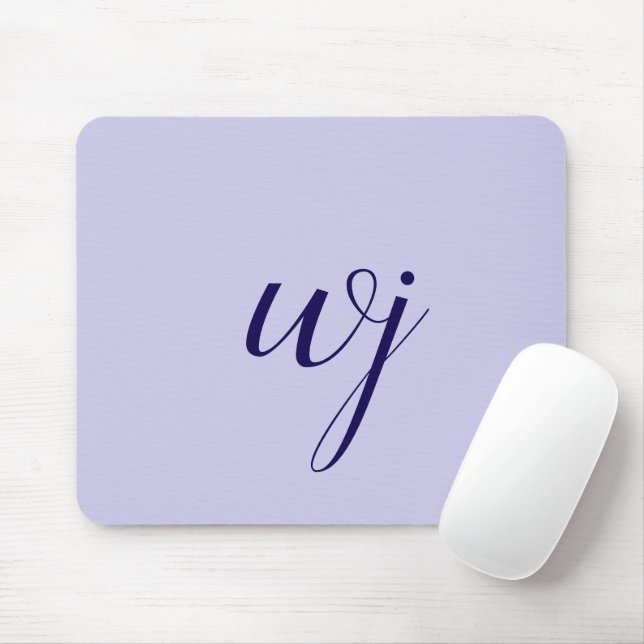 Elegant blue custom lettering initials mouse pad (With Mouse)