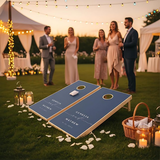 Elegant Blue, Custom name Wedding Cornhole Set (Creator Uploaded)