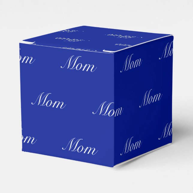 Elegant blue custom script name text monogram favor boxes (Front Side)