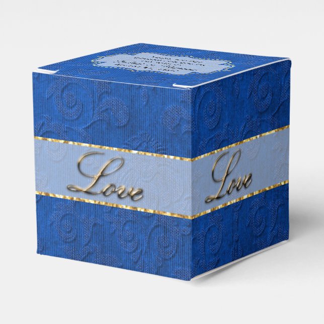 Elegant Blue Custom Wedding Favor Gift Box (Front Side)
