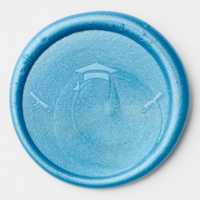 Elegant Blue Customizable Graduation Wax Seal Sticker (Front)