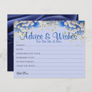 Elegant Blue Daisy Wedding Advice Wishes Cards
