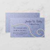 Elegant Blue Damask and Pearls Business Card (Front/Back)