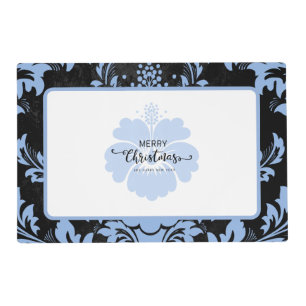 Elegant blue damask Christmas custom elegant Place Placemat