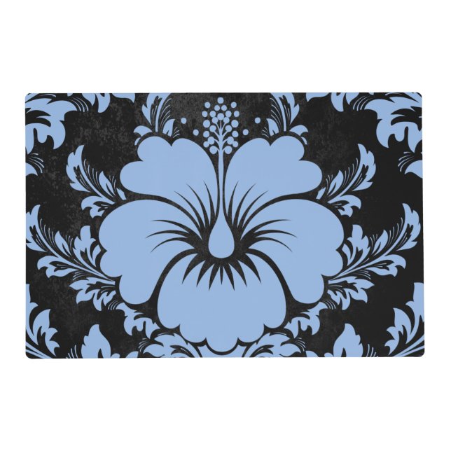 Elegant blue damask Christmas custom elegant Placemat (Front)